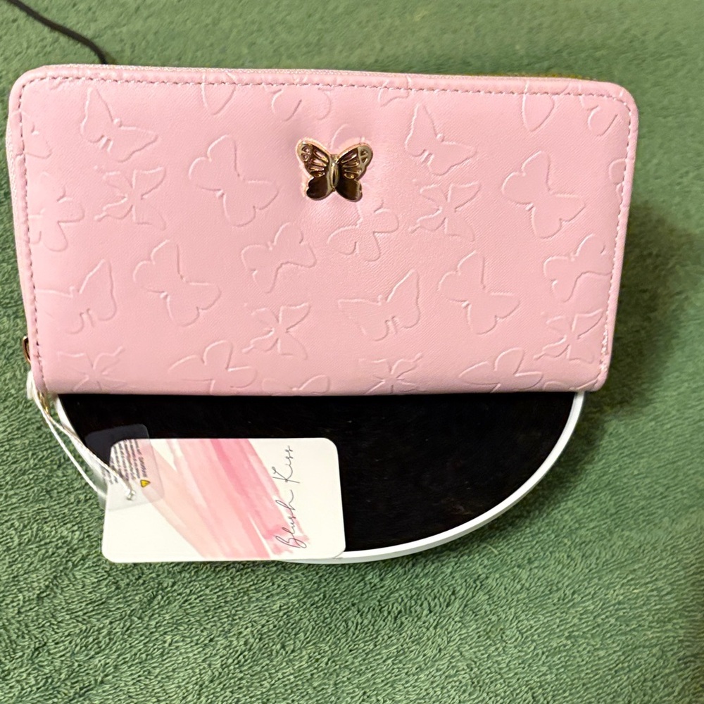 Elegant Pink Wallet with Gold Butterfly by Blush Kiss